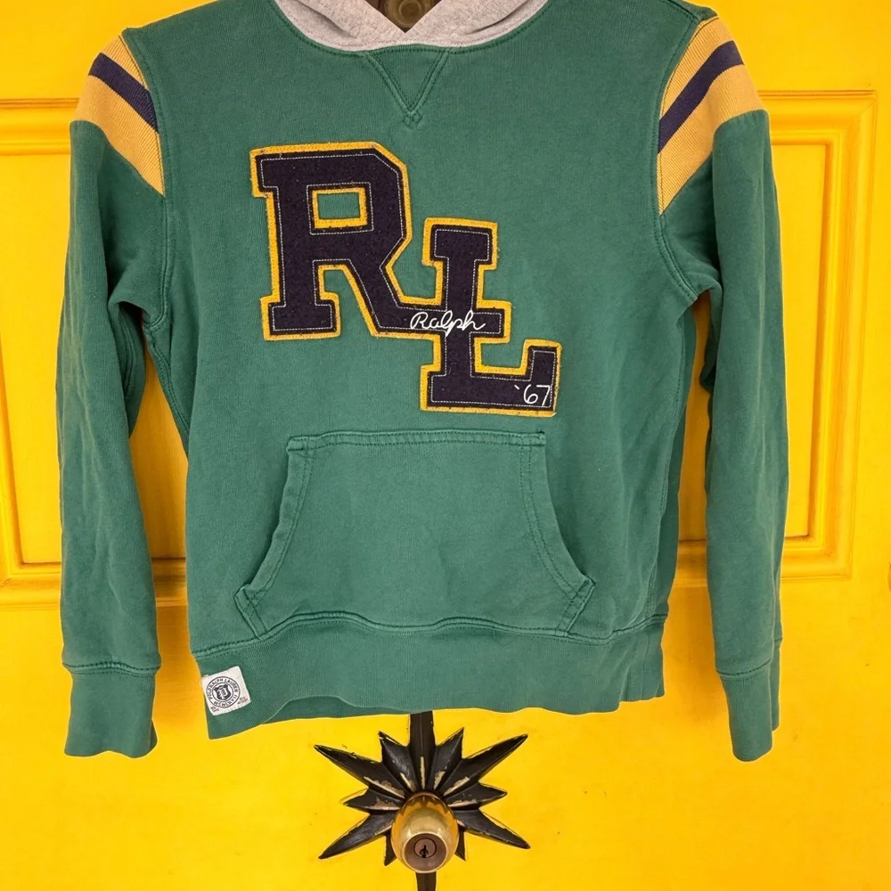 Ralph Lauren Green Hoodie with Yellow and Navy Accents